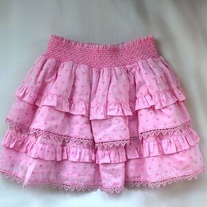 Loveshackfancy kids pink ruffle skirt
